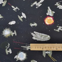 캔버스원단 옥스포드원단 패브릭원단 좋은 140*50cm 1pc 블랙 스타 우주선 패브릭 코튼 인쇄 천 재봉 Diy, 한개옵션0