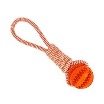 QDY 퍼즐 피더 개 장난감을위한 대화 형 개 장난감이있는 개 공, 33cmx6cm, 고무, 주황색