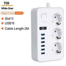 스마트플러그 원격스위치 전기세이버 multiprice eu 소켓 usb 연장 코드가있는, 나는 플러그, t09-화이트 그레이