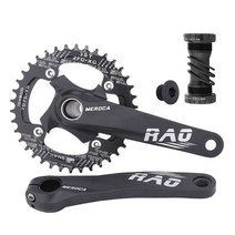 산악 자전거 크랭크 MTB 크랭크 104BCD 알루미늄 합금 크랭크 및 바텀 브래킷 32-38T 와이드 체인 섀시, 검은 축 38T., 170mm.
