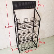 과자 진열대 간식 수납대 선반 마트 펜트리 편의점 매점 이동식 매대 철제 팬트리, 블랙 3단 50 x27 x116개