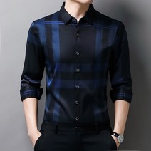ANYOU 사계절 남자 캐쥬얼 긴팔 셔츠 슬림 긴팔 남방 정장 긴팔 체크셔츠