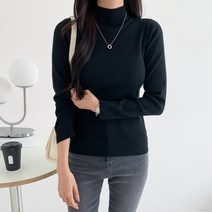 선빈어패럴 도톰한 파인울 하이넥 홀가먼트 니트