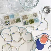 샤론델 크리스탈 비즈팔찌 마스크스트랩 만들기 세트 2종 블루베리 과즙폭발타입비즈키트, 마스크-초보자용(실버)