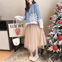 FULIBS인플루언서 새해 스웨터 가을 겨울 여성 트렌드 ins 루즈한 나른함에 도톰한 레드 니트