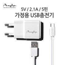 5핀 가정용 충전기 2.1A 5핀 USB 충전기 갤럭시 충전, 화이트, 화이트