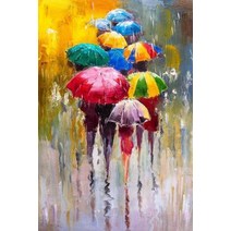 추상 초상화 유화 캔버스에 인쇄 아트 인쇄 우산 벽 예술 사진을 들고 소녀 홈 벽 장식, 50x75cm 프레임 없음, c