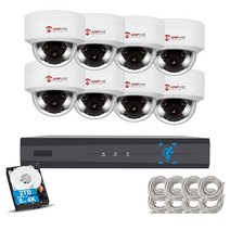 Anpviz 5MP 8채널 IP PoE 보안 카메라 시스템 스마트 휴먼 감지 기능 2TB HDD가 있는 8CH 4K PoE NVR 유선 5MP PoE 돔 카메라 8개 오디오