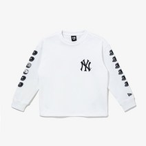 [뉴에라 키즈] 13371345 MLB 쿠퍼스타운 히스토리 캡 뉴욕 양키스 롱슬리브 화이트 아동반팔티셔츠