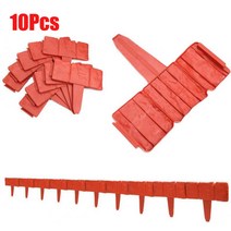 회색 정원 울타리 테두리 자갈 돌 효과 플라스틱 잔디 테두리 꽃 침대 테두리 10 피스, 02 10Pcs Brick red_03 프랑스