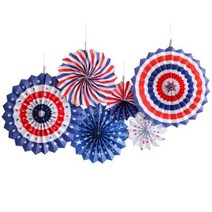 미국 국기 종이 팬 장식 세트 독립 기념일 파티 용품 7 월 4 일, 6 Folding Fans