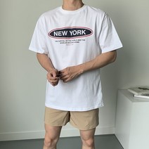 New York 반팔 티 프린팅 레터링 오버핏 데일리 캐주얼 남자 여름 티셔츠 옷 코디