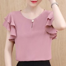 HQINT 여름 여성 반팔 쉬폰 티셔츠 여자 예쁜 블라우스 상의 18 ABdurv0