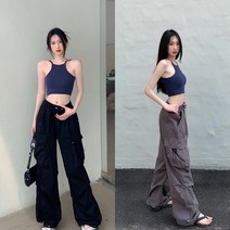댄스 왁킹 힙합 헌터 오버핏 밴딩 투웨이 스트링 카고 팬츠 S504 SH250