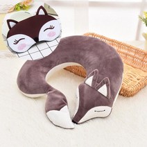 낮잠베개 꿀잠베개 엎드려자는 팔베개 학생 사무실 쪽잠 책상 베개 cute fox u shape neck pillow animal cotton plush travel car, [01] 28x28x8cm, [13] Purple Type 2