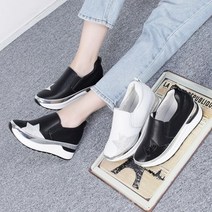 슈썸 여성 키높이 스타 큐빅 레더 슬립온 UH-48H0708