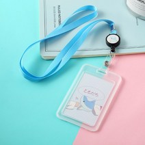 만화 플라스틱 버스 ID 카드 홀더 케이스 배지 개폐식 릴 넥 스트랩 끈