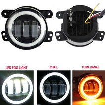 LED 안개 4 "인치 범퍼 조명 오프로드 램프 지프 랭글러 JK 닷지 여행 매그넘 충전기 어셈블리, 한개옵션1, 07 White and Amber Halo