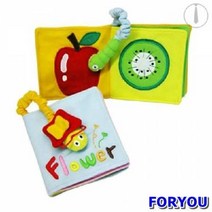 ForU232 미니 북 꽃 과일 헝겊책 손인형 촉감책 아기헝겊책 유아장난감