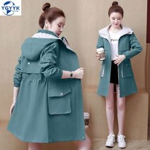 트랜드클릭 여성 트렌치코트 자켓 후드집업 반코트 야상 QH04