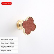 문손잡이교체 Shell clover drawer cabinet door wardrobe brass single hole handle simple personality c, 02 Hole Dark Brown