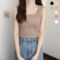 쏭걸 여성용 여름 골지 민소매 나시 크롭 레이어드 바캉스룩 비치웨어