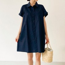 퍼니걸스 9152 롤업 셔츠 반팔 원피스 여성의류