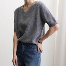 리즈와이 홀가먼트 램스울 브이넥 반팔 니트 티셔츠 (5color)
