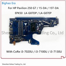 노트북 메인보드 Bighao 시대 HP 파빌리온 15DA 250 G7 노트북 마더 보드 i3 i5 i7 CPU EPK50 LAG07DP L203, 03 i38130U