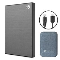 씨게이트 외장하드 원터치 외장 HDD 저장장치 데이터복구 + 파우치, 2TB, 스페이스그레이