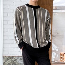 쿠비코 [쿠비코]니트 잔줄 버티컬 포인팅 라운드 티셔츠MZ853