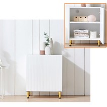 금장다리 꽃꽂이선반 2단 도어 LPM수납장 60cm 속옷 영어학원 스튜디오 옷, 화이트