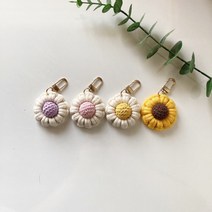 담다방 마크라메 플라워 키링 컬러추가 데이지 해바라기 에어팟키링 열쇠고리 가방고리, 노랑