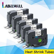 Labelwell 5개 열 수축 튜브 HSe-211 221 231 241 251 611 형제 HSe211 HSe 211 5.8mm 라벨 Brother P 터치 프린터, 5PK 23.6mm Whtie