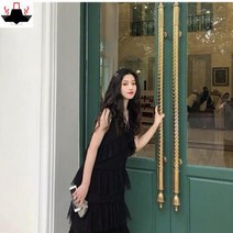 화이트 민소매 서스펜더 V넥 롱 원피스 드레스 명품수입 뚱녀코디 시원한 하체비만스커트