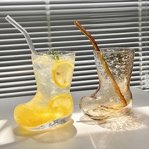 홈카페 감성 귀여운 신발 컵 부츠 인테리어 소품 유리, 투명 300ml 빨대포함, 1개