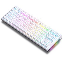 KEYXGSUL R87 RGB 핫스왑 풀윤활 게이밍 기계식 키보드 황축, 흰색RGB