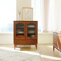 마루이 마브로 원목 아치형 유리 서랍 장식장수납장, 시나몬브라운