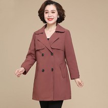 DFMEI 중장년 여성용 미들길이 윈드 브레이커 코트 춘추 미들모자 코트 여성용