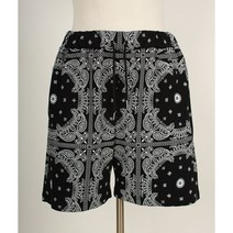 레어코드 스트릿스타일 페이즐리 반다나 일자핏 5부 밴딩 반바지