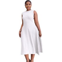 여성용 우아한 민소매 A 라인 드레스 라운드넥 오피스 레이디 여름 패션