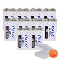 멀티미터 디지털 전기 전압 측정기 palo 1-10pcs usb 9v 충전식 배터리 650mah 마이크로 usb 9 볼트 리튬 이온 배터리 멀티 미터 장난감 원격 제어, 10개