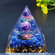 Orgone 피라미드 에너지 발생기 자수정 페리도트 힐링 천연 크리스탈 레이키 차크라 발생기 오르고나이트 명상 도구, B18