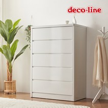 [천삼백케이] [데코라인] 코넬 디독 1000 라운드 킹 5단 서랍장 DSW019, 워시화이트