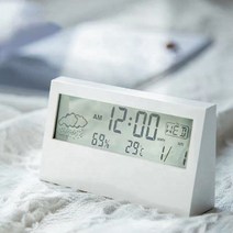 [624CONTAINER]웰닷 디지털 투명 LCD 알람 시계 온습도계 온도포장훼손 반품불가, ★단일상품
