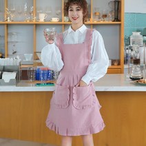 애견미용복 애견미용사 레이스 앞치마 코튼 공주풍 방수 프릴 카페 유니폼, 핑크