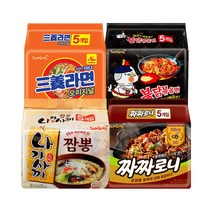 삼양 삼양라면 120g x 5p + 불닭볶음면 140g x 5p + 짜짜로니 140g x 5p + 나가사끼짬뽕 115g x 5p, 단품