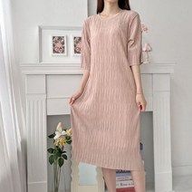옷자락 여자 라운드 소피 주름 지지미 반팔 롱 원피스