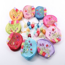 봉봉러브 전통고급 모시 꽃자수 반달동전지갑 동전지갑