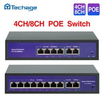 Techage-4CH 8CH 52V 네트워크 POE 스위치 100Mbps IEEE 802.3 af/at 이더넷 IP 카메라/무선 AP/ CCTV 카, 01 4CH POE Switch